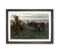 Big Box Art Willem Maris Boys Herding Donkeys Framed Wall Art Picture Print Ready to Hang, Walnut A2 (62 x 45 cm)