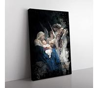 Big Box Art William Adolphe Bouguereau Song of The Angels Coal Black Canvas Wall Art Print Ready to Hang Picture, 76 x 50 cm (30 x 20 Inch), Multi-Coloured