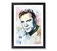 Big Box Art William Shatner from Star Trek in Abstract Framed Wall Art Picture Print Ready to Hang, Black A2 (62 x 45 cm)