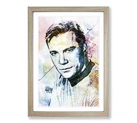 Big Box Art William Shatner from Star Trek in Abstract Framed Wall Art Picture Print Ready to Hang, Oak A2 (62 x 45 cm)