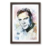 Big Box Art William Shatner from Star Trek in Abstract Framed Wall Art Picture Print Ready to Hang, Walnut A2 (62 x 45 cm)