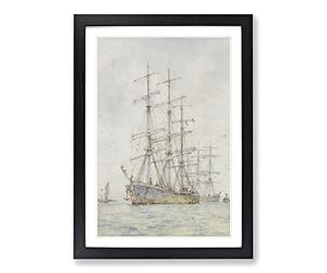 Big Box Art Windjammer Ship Vol.6 by Henry Scott Tuke Framed Wall Art Picture Print Ready to Hang, Black A2 (62 x 45 cm)