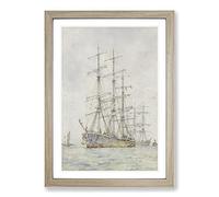 Big Box Art Windjammer Ship Vol.6 by Henry Scott Tuke Framed Wall Art Picture Print Ready to Hang, Oak A2 (62 x 45 cm)