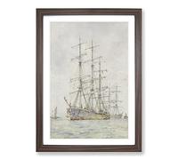Big Box Art Windjammer Ship Vol.6 by Henry Scott Tuke Framed Wall Art Picture Print Ready to Hang, Walnut A2 (62 x 45 cm)
