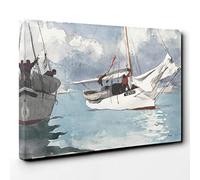 Big Box Art Winslow Homer Fishing Boats, Key West Canvas Wall Art Print Ready to Hang Picture, 30 x 20 Inch (76 x 50 cm), Multi-Coloured