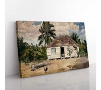 Big Box Art Winslow Homer Native Huts, Nassau Canvas Wall Art Print Ready to Hang Picture, 76 x 50 cm (30 x 20 Inch), Multi-Coloured