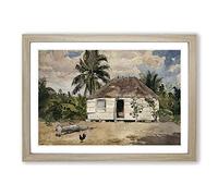 Big Box Art Winslow Homer Native Huts, Nassau Framed Wall Art Picture Print Ready to Hang, Oak A2 (62 x 45 cm)