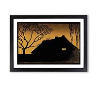 Big Box Art Winter Evening by Julie De Graag Framed Wall Art Picture Print Ready to Hang, Black A2 (62 x 45 cm)