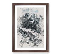 Big Box Art Winter Forest Vol.10 Watercolour Framed Wall Art Picture Print Ready to Hang, Walnut A2 (62 x 45 cm)