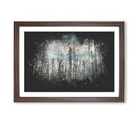 Big Box Art Winter Forest Vol.2 Paint Splash Framed Wall Art Picture Print Ready to Hang, Walnut A2 (62 x 45 cm)