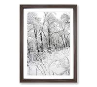 Big Box Art Winter Forest Woodland Landscape Framed Wall Art Picture Print Ready to Hang, Walnut A2 (62 x 45 cm)