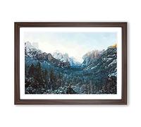 Big Box Art Winter in Yosemite Valley in Abstract Framed Wall Art Picture Print Ready to Hang, Walnut A2 (62 x 45 cm)