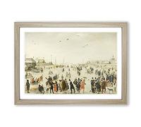 Big Box Art Winter Scene On The Ice Vol.4 by Hendrick Avercamp Framed Wall Art Picture Print Ready to Hang, Oak A2 (62 x 45 cm)