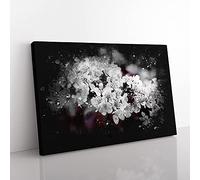 Big Box Art Winters Bloom Flowers Paint Splash Canvas Wall Art Print Ready to Hang Picture, 76 x 50 cm (30 x 20 Inch), Grey, Black, Maroon
