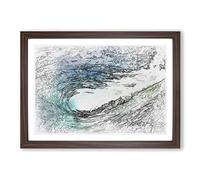 Big Box Art Within The Wave in Blue & Green in Abstract Framed Wall Art Picture Print Ready to Hang, Walnut A2 (62 x 45 cm)