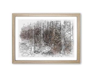 Big Box Art Within The Woods Sketch Framed Wall Art Picture Print Ready to Hang, Oak A2 (62 x 45 cm)