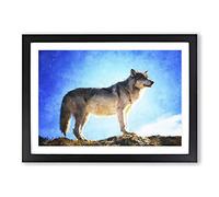 Big Box Art Wolf Vol.1 Painting Framed Wall Art Picture Print Ready to Hang, Black A2 (62 x 45 cm)