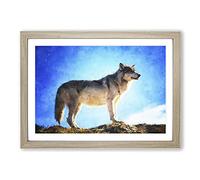 Big Box Art Wolf Vol.1 Painting Framed Wall Art Picture Print Ready to Hang, Oak A2 (62 x 45 cm)