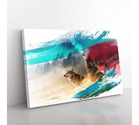 Big Box Art Wolves Howling at The Moon Forest Landscape V2 Canvas Wall Art Print Ready to Hang Picture, 76 x 50 cm (30 x 20 Inch), Multi-Coloured