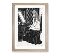 Big Box Art Woman at Dressing Table by Samuel De Mesquita Framed Wall Art Picture Print Ready to Hang, Oak A2 (62 x 45 cm)