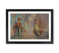 Big Box Art Woman in A Gothic Arcade by Odilon Redon Framed Wall Art Picture Print Ready to Hang, Black A2 (62 x 45 cm)
