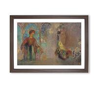 Big Box Art Woman in A Gothic Arcade by Odilon Redon Framed Wall Art Picture Print Ready to Hang, Walnut A2 (62 x 45 cm)