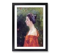 Big Box Art Women in Red Clothing by Kuroda Seiki Framed Wall Art Picture Print Ready to Hang, Black A2 (62 x 45 cm)