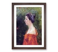 Big Box Art Women in Red Clothing by Kuroda Seiki Framed Wall Art Picture Print Ready to Hang, Walnut A2 (62 x 45 cm)