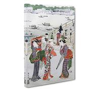 Big Box Art Women Stood by Ryogoku Bridge by Utagawa Toyokuni Painting Canvas Wall Art Framed Picture Print, 30 x 20 Inch (76 x 50 cm), White, Grey, Brown, Red, Green