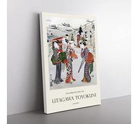 Big Box Art Women Stood Ryogoku Bridge Utagawa Toyokuni Canvas Wall Art Print Ready to Hang Picture, 76 x 50 cm (30 x 20 Inch), Exhibition
