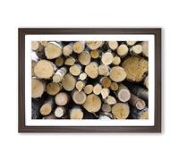 Big Box Art Wood Logs Framed Wall Art Picture Print Ready to Hang, Walnut A2 (62 x 45 cm)