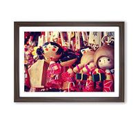 Big Box Art Wooden Japanese Puppets Framed Wall Art Picture Print Ready to Hang, Walnut A2 (62 x 45 cm)