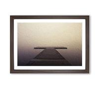 Big Box Art Wooden Jetty on a Peaceful Lake Framed Wall Art Picture Print Ready to Hang, Walnut A2 (62 x 45 cm)