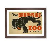 Big Box Art WPA Visit The Zoo Black Panther Framed Wall Art Picture Print Ready to Hang, Walnut A2 (62 x 45 cm)
