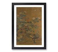 Big Box Art Yao Tingmei Oriental Peacock and Hollycock Framed Wall Art Picture Print Ready to Hang, Black A2 (62 x 45 cm)