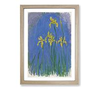 Big Box Art Yellow Irises Study by Claude Monet Framed Wall Art Picture Print Ready to Hang, Oak A2 (62 x 45 cm)
