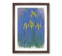 Big Box Art Yellow Irises Study by Claude Monet Framed Wall Art Picture Print Ready to Hang, Walnut A2 (62 x 45 cm)