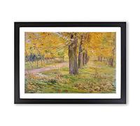 Big Box Art Yellow-leafed Poplar Trees by Kuroda Seiki Framed Wall Art Picture Print Ready to Hang, Black A2 (62 x 45 cm)
