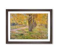 Big Box Art Yellow-leafed Poplar Trees by Kuroda Seiki Framed Wall Art Picture Print Ready to Hang, Walnut A2 (62 x 45 cm)