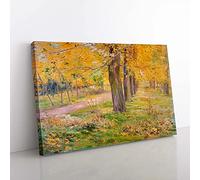 Big Box Art Yellow-leafed Poplar Trees by Kuroda Seiki Painting Canvas Wall Art Print Ready to Hang Picture, 76 x 50 cm (30 x 20 Inch), Cream, Gold, Cream, Green