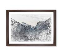 Big Box Art Yosemite National Park at Winter in Abstract Framed Wall Art Picture Print Ready to Hang, Walnut A2 (62 x 45 cm)