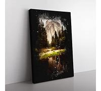 Big Box Art Yosemite National Park Vol.1 Paint Splash Canvas Wall Art Print Ready to Hang Picture, 76 x 50 cm (30 x 20 Inch), Black, Brown, Green