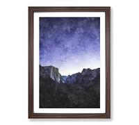 Big Box Art Yosemite Valley at Night in California Painting Framed Wall Art Picture Print Ready to Hang, Walnut A2 (62 x 45 cm)