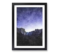 Big Box Art Yosemite Valley at Night in California Painting Framed Wall Art Picture Print Ready to Hang, Black A2 (62 x 45 cm)