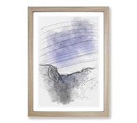 Big Box Art Yosemite Valley at Night in California Sketch Framed Wall Art Picture Print Ready to Hang, Oak A2 (62 x 45 cm)