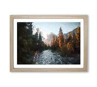 Big Box Art Yosemite Valley Sunrise in Abstract Framed Wall Art Picture Print Ready to Hang, Oak A2 (62 x 45 cm)