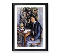 Big Box Art Young Man and Skull by Paul Cezanne Framed Wall Art Picture Print Ready to Hang, Black A2 (62 x 45 cm)