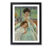Big Box Art Young Mother Sewing by Mary Cassatt Framed Wall Art Picture Print Ready to Hang, Black A2 (62 x 45 cm)