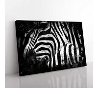 Big Box Art Zebra Stripes (2) Coal Black Canvas Wall Art Print Ready to Hang Picture, 76 x 50 cm (30 x 20 Inch), Multi-Coloured