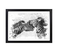 Big Box Art Zebra Wildlife V3 Framed Wall Art Picture Print Ready to Hang, Black A2 (62 x 45 cm)